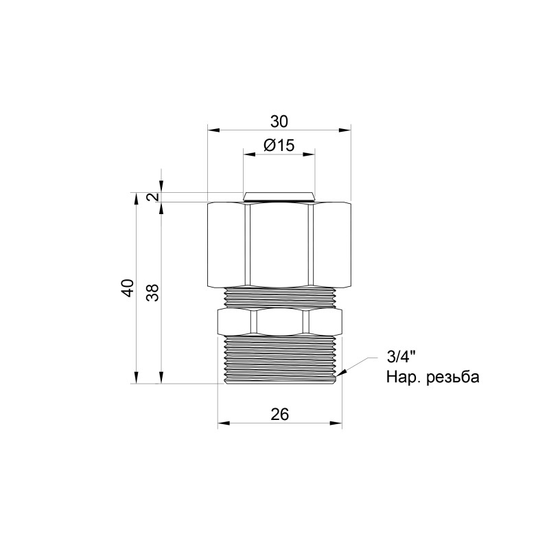 Перехідник обтискний Thermo Alliance Standart 20х3/4