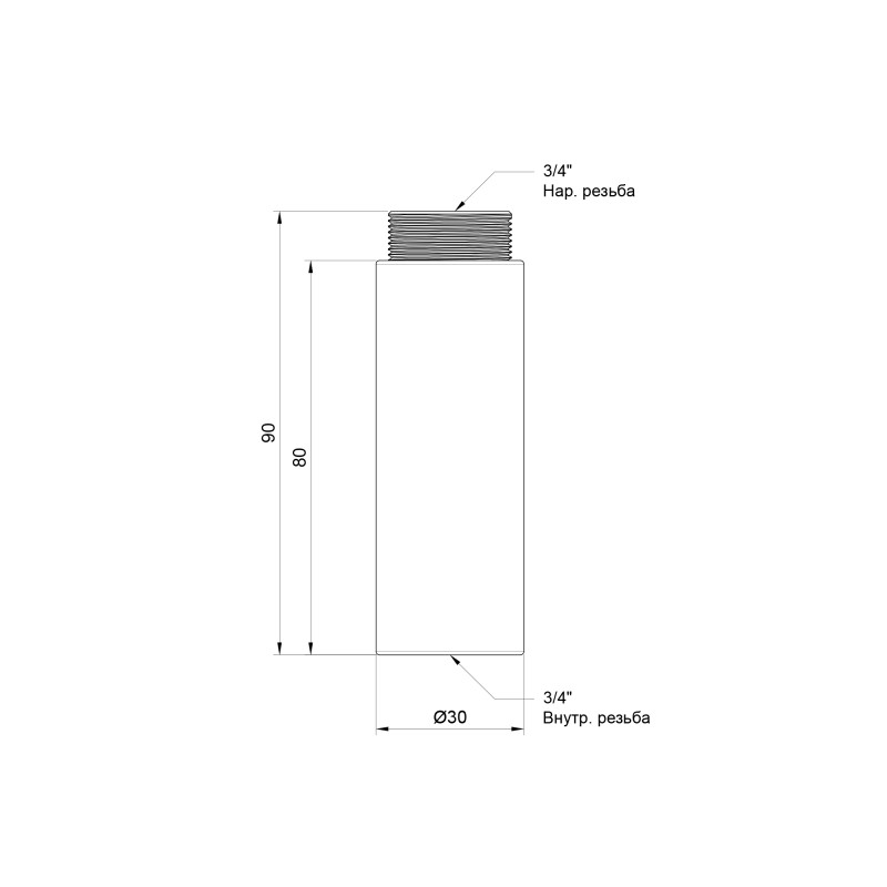 Подовжувач Thermo Alliance Standart 80х3/4