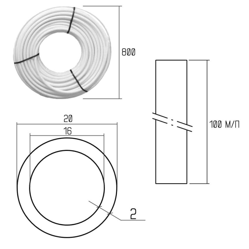 Труба PE-AL-PERT Icma 20х2 мм, 100 м №P199/197