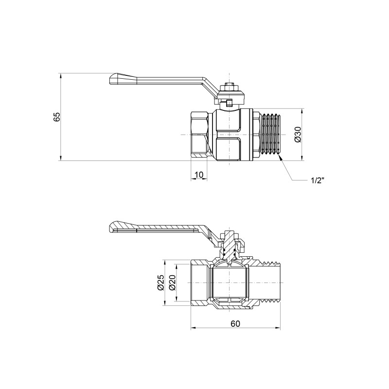 Кран кульовий Icma 1/2