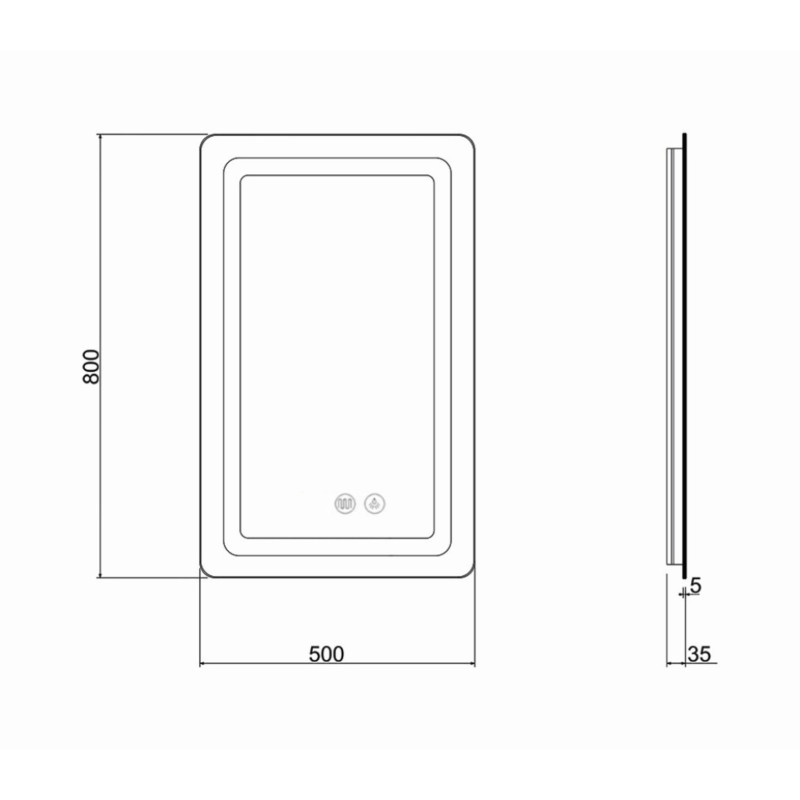 Дзеркало Qtap Mideya (DC-F911) 500х800 з LED-підсвічуванням Touch, з антизапотіванням, димером QT2078F911W