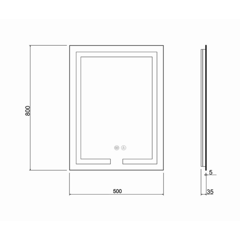 Дзеркало Qtap Mideya (DC-F936) 500х800 з LED-підсвічуванням Touch, з антизапотіванням, димером QT2078F936W
