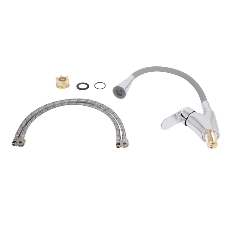 Змішувач для кухні Lidz Tani 007F3 з гнучким виливом (k40) LDTAN007F3GCR31869 Chrome/Grey