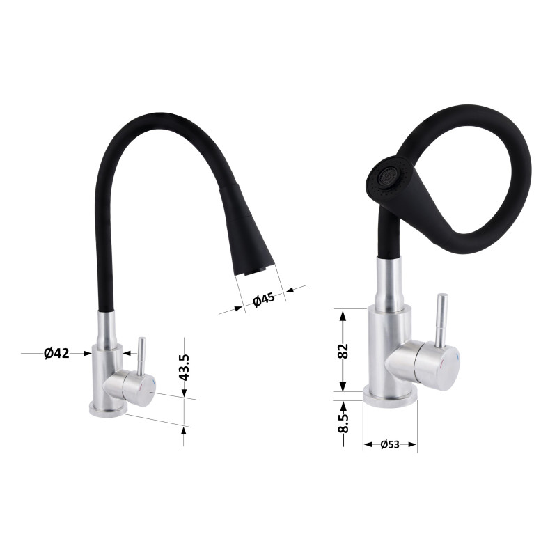 Змішувач для кухні Lidz Aria 015F31 з гнучким виливом (k35) LDARI015F31BNK31872 Black / Nickel