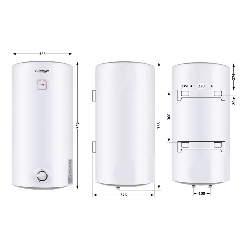 Водонагрівач електричний Thermo Alliance 50 л SLIM вертикальний, мокрий ТЕН 1,5 кВт D50V15Q1