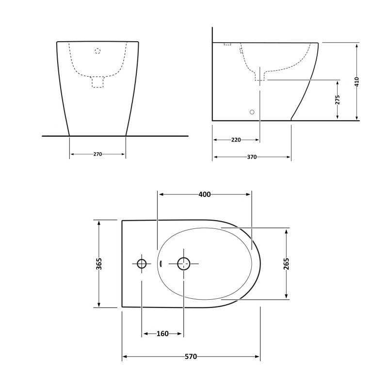 Біде підлогове Qtap Robin 565x360x405 Matt black QT13442141CMB
