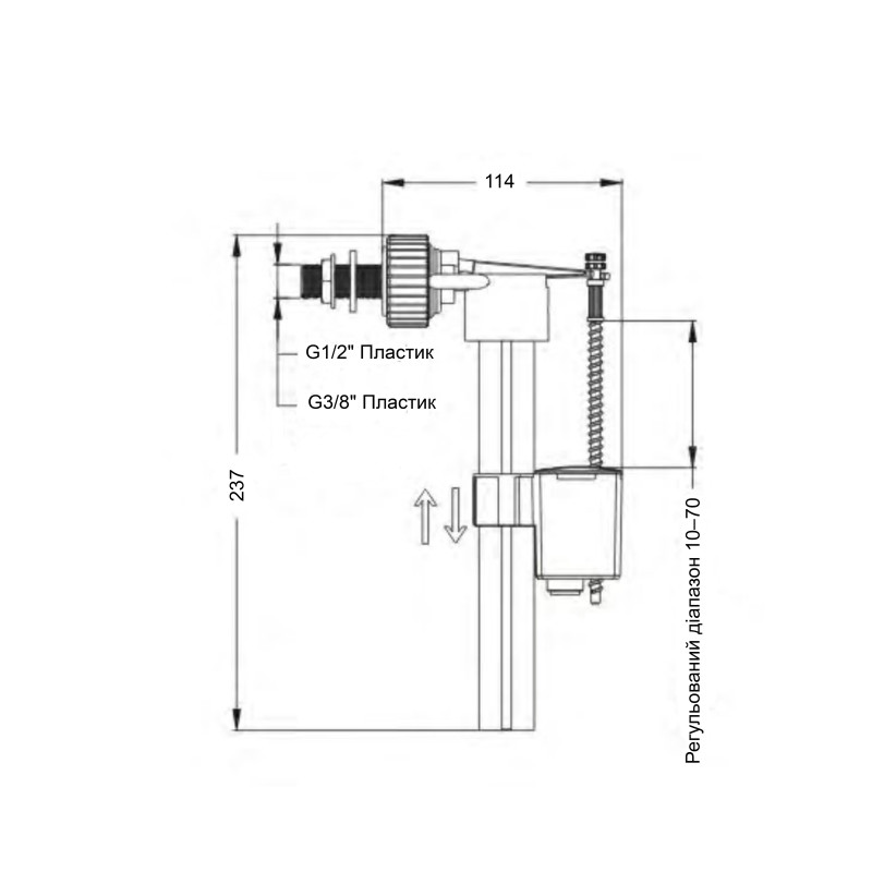 Клапан Lidz LT03 бічної подачі 1/2 та 3/8