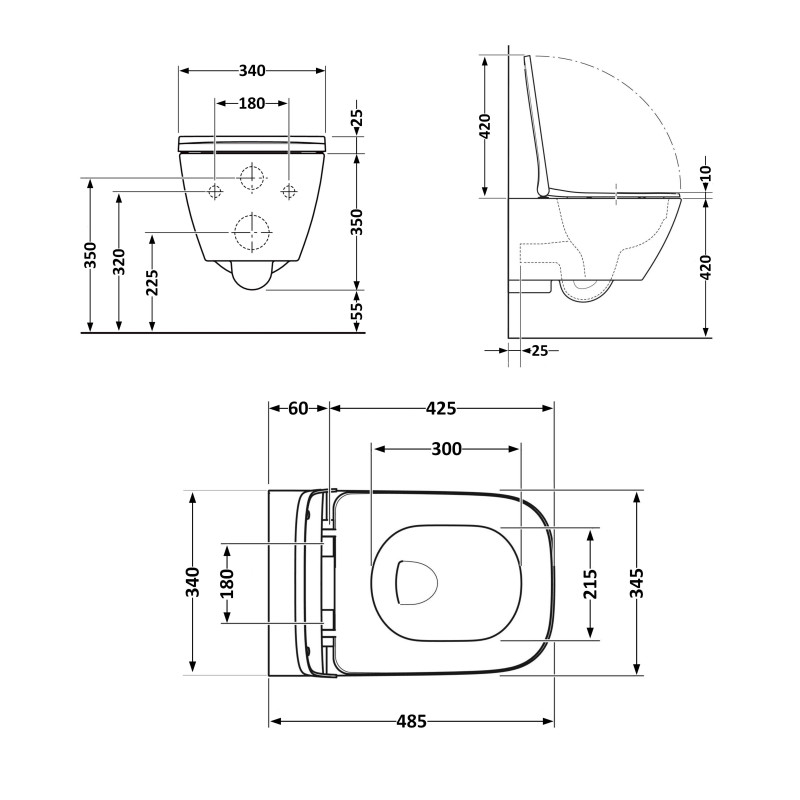 Унітаз підвісний Qtap Crow безобідковий з сідінням Soft-close QT05335171W