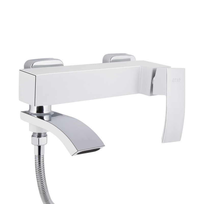 Змішувач для ванни Qtap Swan Cascada з поворотним виливом (з душовим гарнітуром) QTSWA260CRW45569 Chrome/White