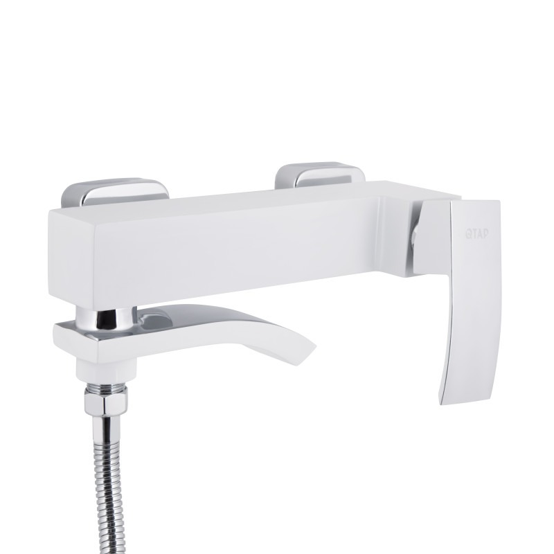 Змішувач для ванни Qtap Swan Cascada з поворотним виливом (з душовим гарнітуром) QTSWA260CRW45569 Chrome/White