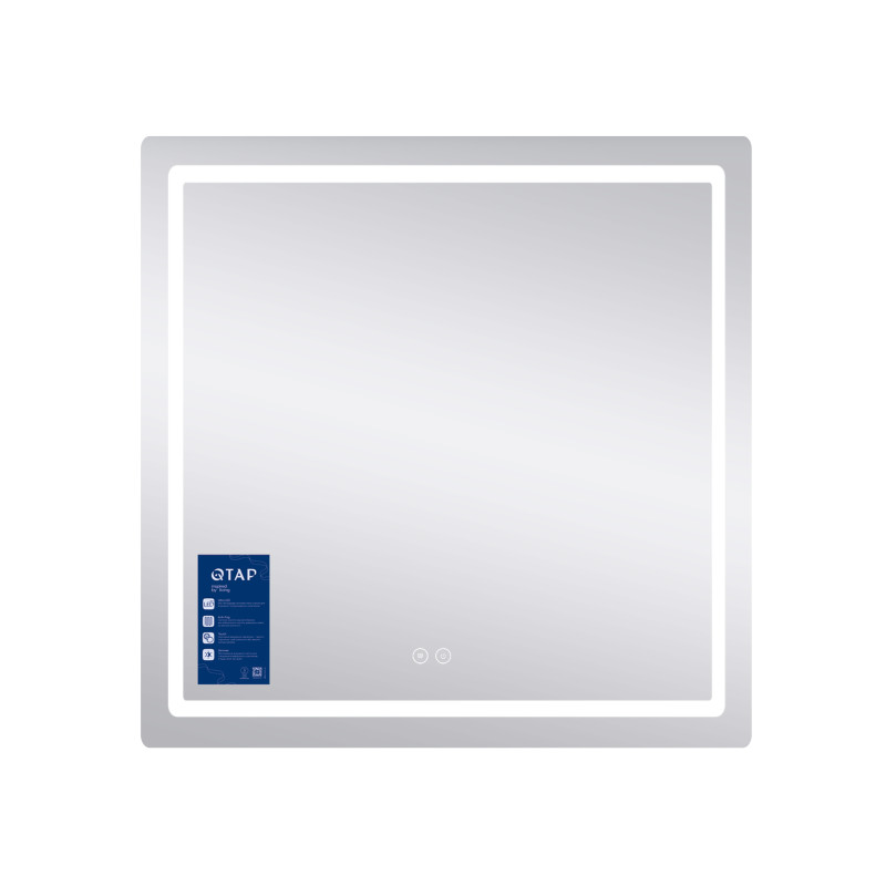 Дзеркало Qtap Mideya 800x800 з LED-підсвічуванням Touch, з антизапотіванням, димером QT2078NCF8080W