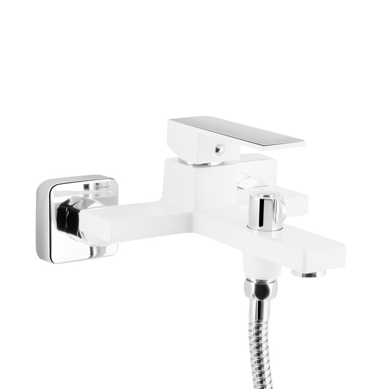Змішувач для ванни Qtap Gemini (з душовим гарнітуром) QTGEM259CRW45683 Chrome/White