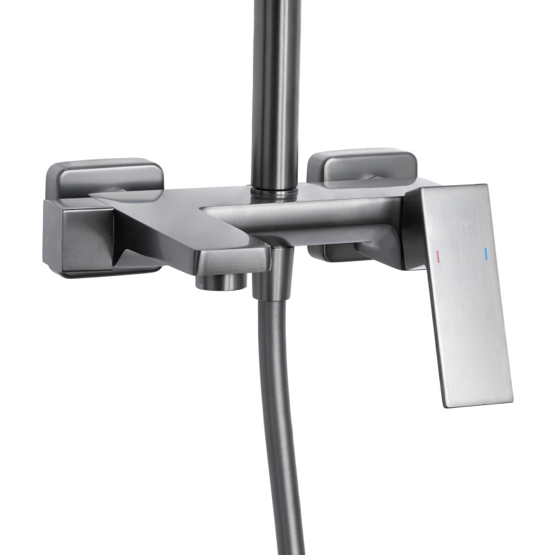 Душова система універсальна Qtap Gemini на три споживачі (з виливом) QTGEM111GMB45688 Gunmetal Black PVD