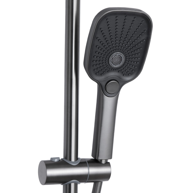 Душова система універсальна Qtap Gemini на три споживачі (з виливом) QTGEM111GMB45688 Gunmetal Black PVD