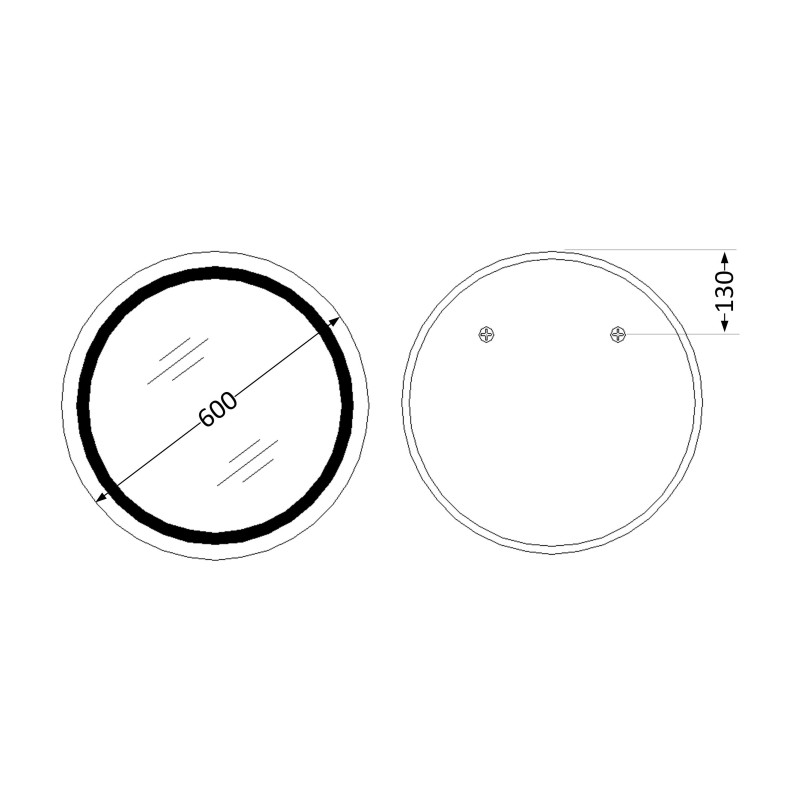 Дзеркало Qtap Taurus R600 з LED-підсвічуванням Touch, з антизапотіванням, з димером, рег. темп. кольору (3000-6500K) QT2478R607