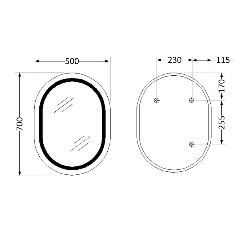 Дзеркало Qtap Gemini 500х700 з LED-підсвічуванням Touch, з антизапотіванням, з димером, рег. темп. кольору (3000-6500K) Reverse QT2578R5070