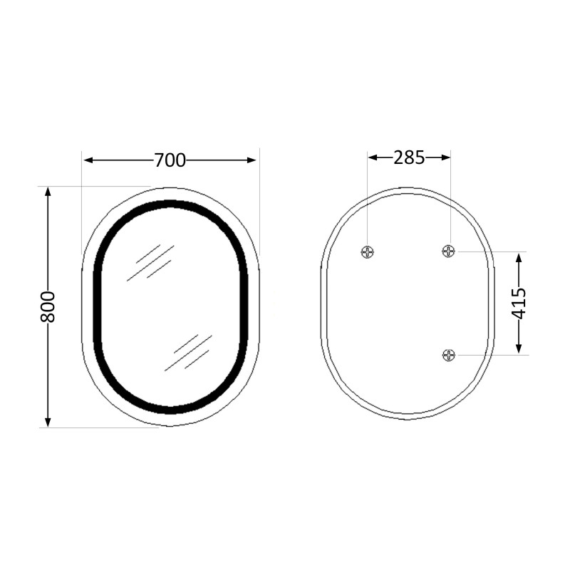 Дзеркало Qtap Gemini 800х700 з LED-підсвічуванням Touch, з антизапотіванням, з димером, рег. темп. кольору (3000-6500K) QT2578R8072B
