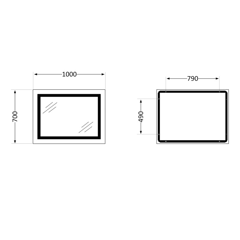 Дзеркало Qtap Cardinal 1000х700 з LED-підсвічуванням Touch, з антизапотіванням, з димером, рег. темп. кольору (3000-6500K) QT0478C10070