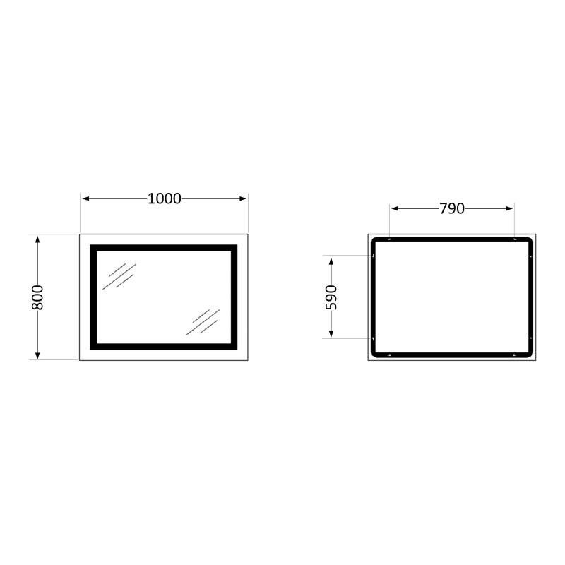 Дзеркало Qtap Cardinal (CA1) 1000х800 з LED-підсвічуванням Touch, з антизапотіванням, з димером, рег. темп. кольору (3000-6500K) QT0478C10080