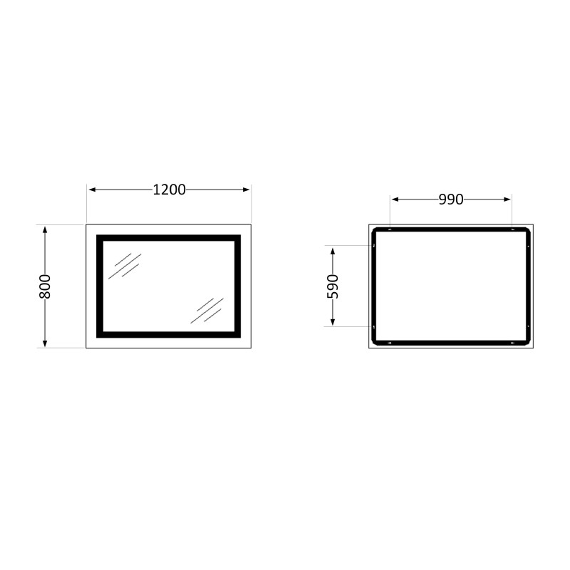 Дзеркало Qtap Cardinal 1200х800 з LED-підсвічуванням Touch, з антизапотіванням, з димером, рег. темп. кольору (3000-6500K) QT0478C12080