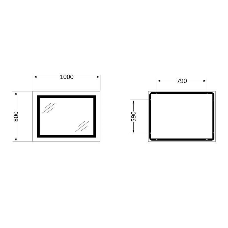Дзеркало Lidz Kubis 1000х800 з LED-підсвічуванням Touch, з антизапотіванням, з димером, рег. яскравості LD78LF61410080