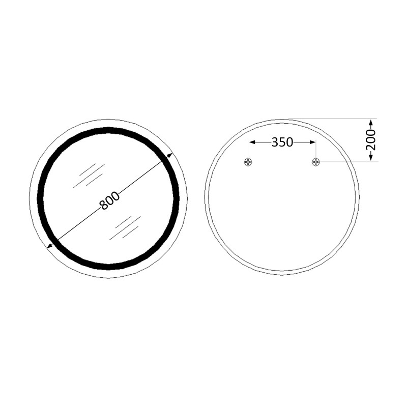 Дзеркало Lidz Aria R800 з LED-підсвічуванням Touch, з антизапотіванням, з димером, рег. яскравості LD78LR800