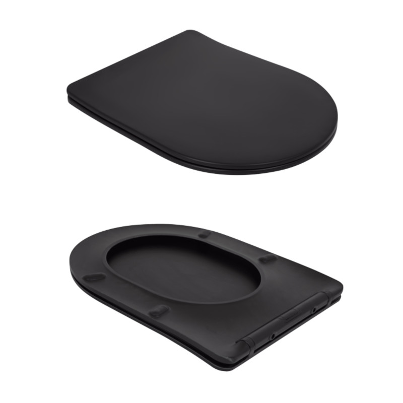 Унітаз підлоговий Qtap Robin Ultra Quiet безобідковий з сидінням Soft-close MATT BLACK QT13226083AMB