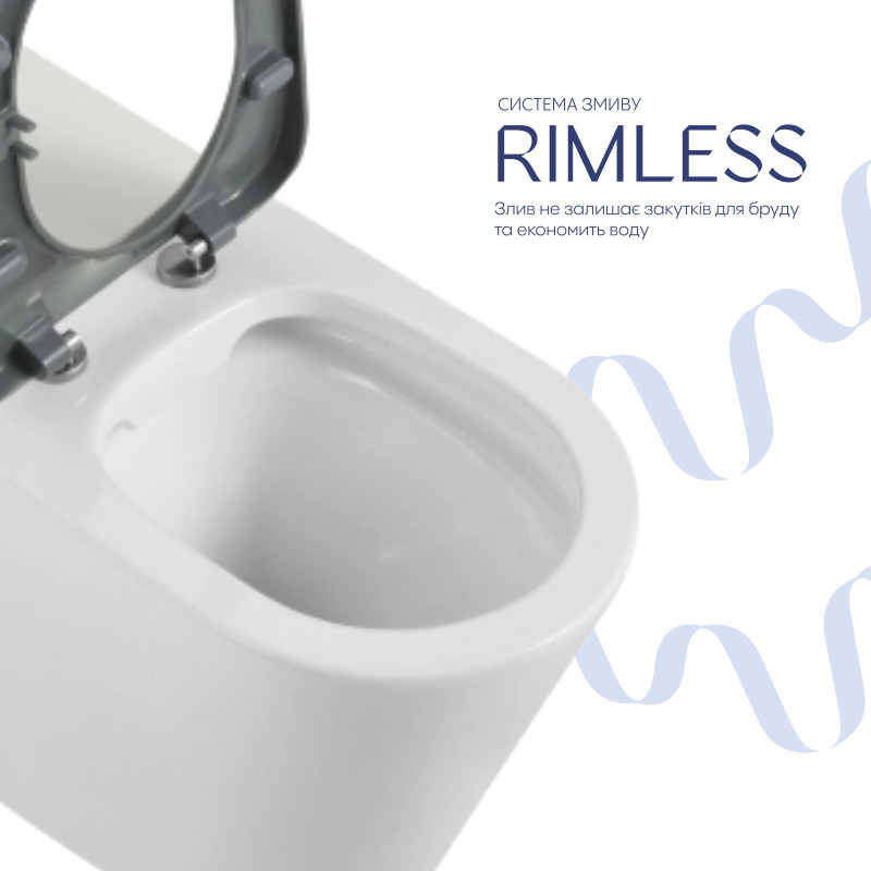 Унітаз підлоговий Qtap Freedom інклюзивний безбачковий Rimless безобідковий з сидінням Soft-close WHITE QT22223368W