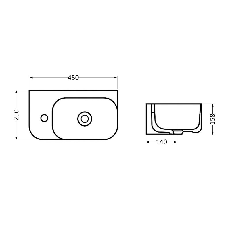 Раковина Qtap Tern 450х250х158 White QT1711H02LW