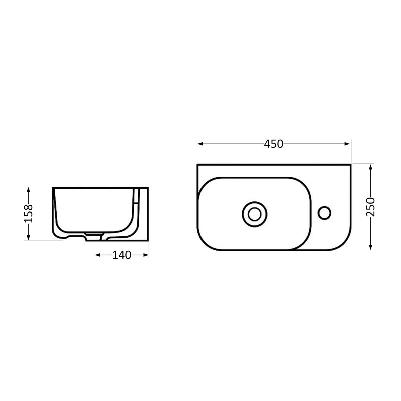 Раковина Qtap Tern 450х250х158 White QT1711H02RW