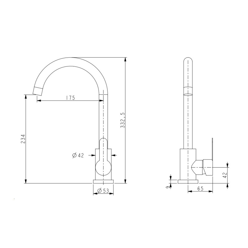 Змішувач для кухні Brinex Pure 015F U-образний  Black Matt BRIPUR015FBLM