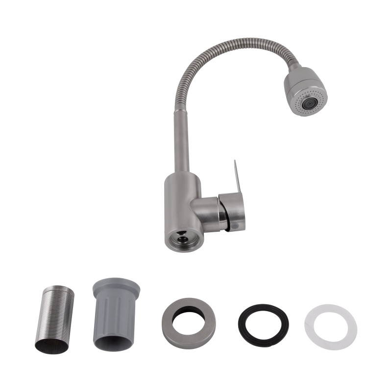 Змішувач для кухні Brinex Pure 015F41 з гнучким виливом   Nickel BRIPUR015F41NKL