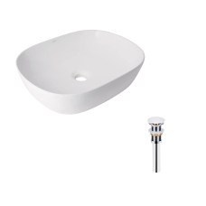 Комплект Qtap Aquarius: Раковина накладна прамокутна 470x380x120 мм White + Донний клапан PU02