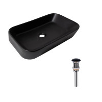 Комплект Qtap Scorpio: Раковина накладна прамокутна 550х390х120 мм Matt Black + Донний клапан PU03
