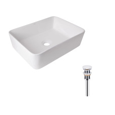 Комплект Qtap Tern: Раковина накладна прамокутна 480х370х135 мм White + Донний клапан PU02