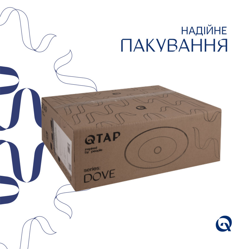Комплект Qtap Dove: Раковина накладна овальна 415x340x140 мм White + Донний клапан PU02