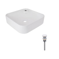 Комплект Qtap Stork: Раковина накладна квадратна 430x430x125 мм White + Донний клапан PU02