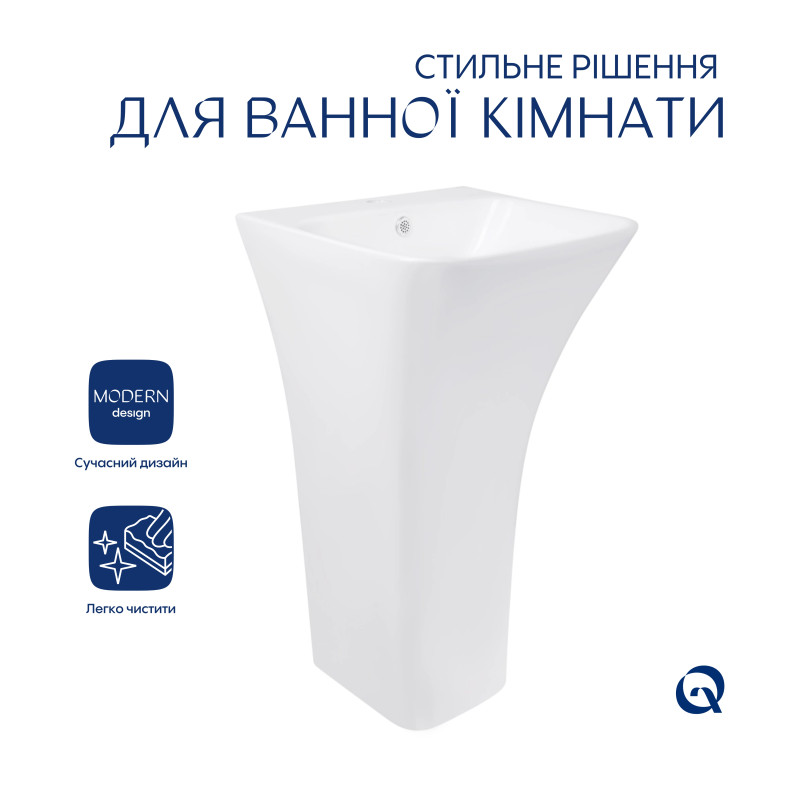 Комплект Qtap Crow: Раковина напольна моноблок 445x420x840 мм White + Донний клапан PU02O
