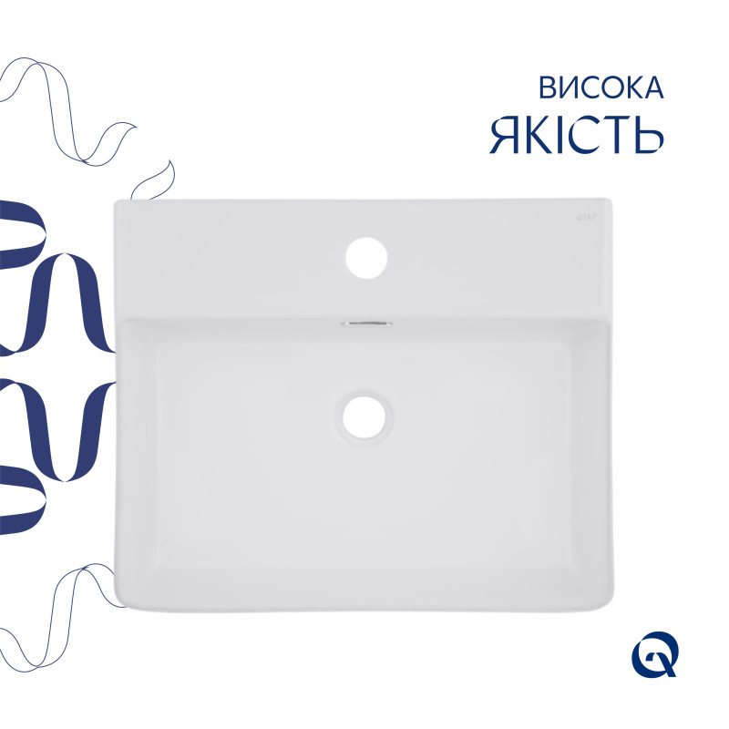 Комплект Qtap Nando LT: Раковина підвісна прамокутна 500х420х130 мм White + Донний клапан PU02O