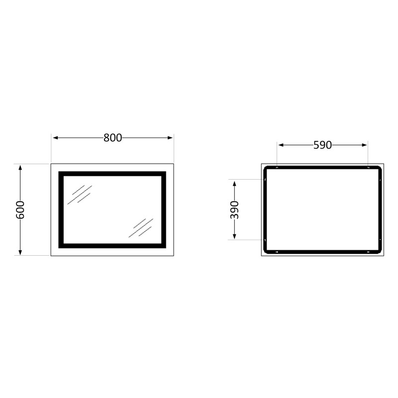 Дзеркало Lidz Kubis 800х600 з LED-підсвічуванням Touch, з антизапотіванням, з димером, рег. яскравості LD78LF9047400