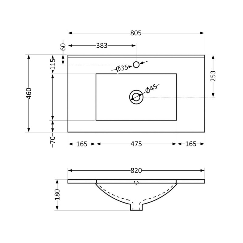 Раковина Qtap Albatross  820х460х180 White QT01113080CW1