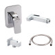 Комплект для душу Qtap Namesti Chrome: Змішувач QTNAM6025102NC + Шланг QTHADPVC120C + Лійка QTCRMB120 + Підключення QTCRMBH130
