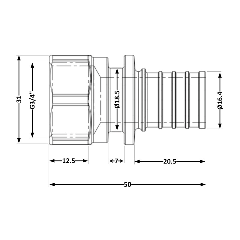 Перехідник під натяжну гільзу Icma №1033 d20х2,8-3/4