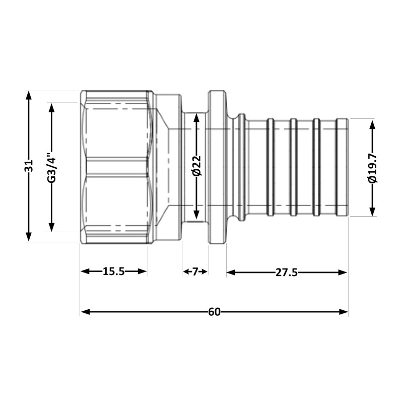Перехідник під натяжну гільзу Icma №1033 d25х3,5-3/4