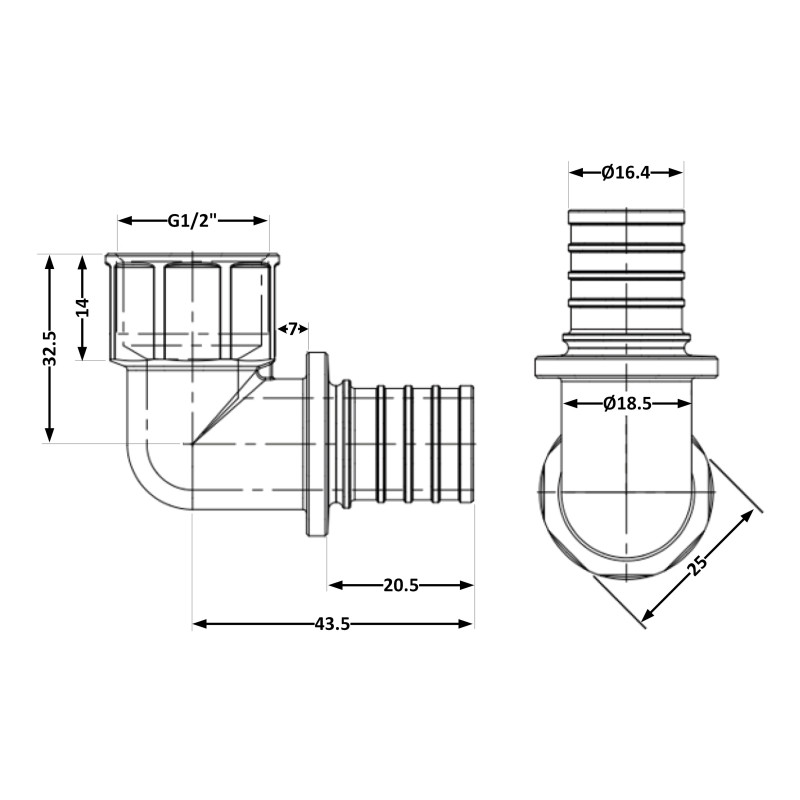Кут натяжний Icma №1037 d20х2,8-1/2