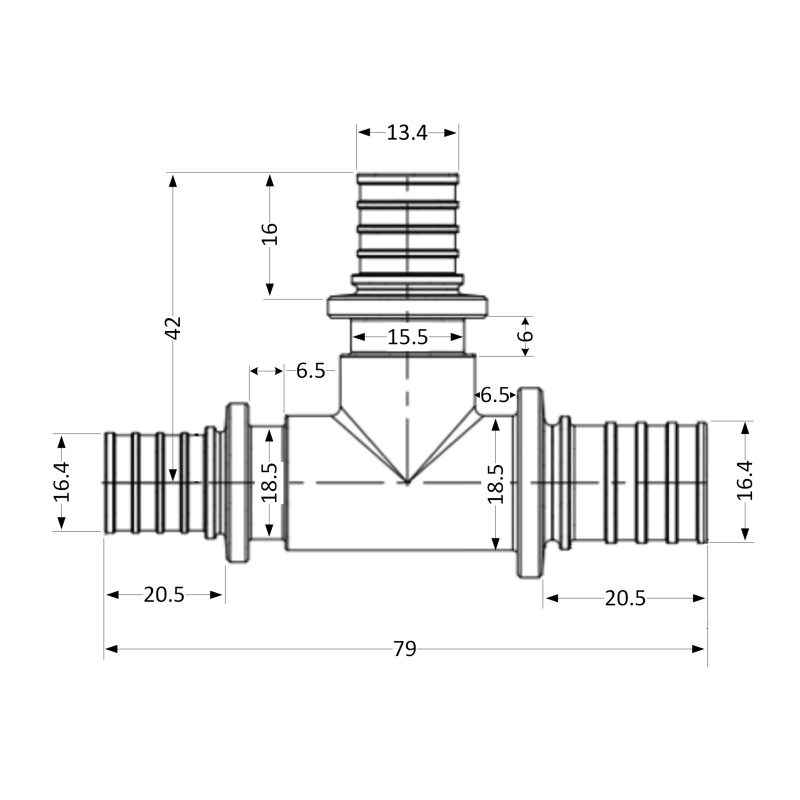 Трійник натяжний Icma №1039 d20х16х20 851039GWBOGW05