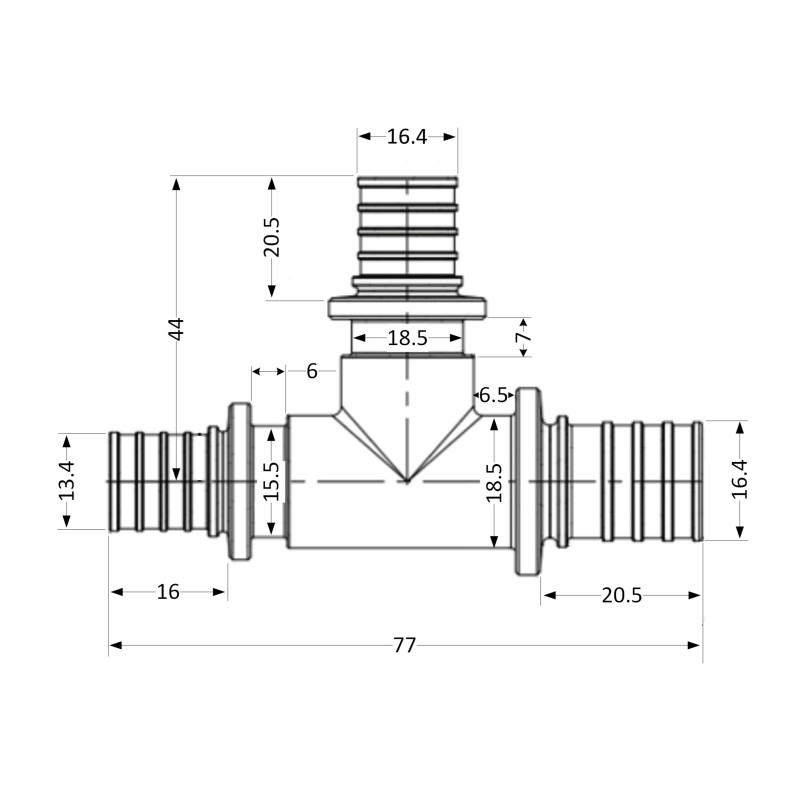 Трійник натяжний Icma №1039 d20х20х16 851039GWGWBO05