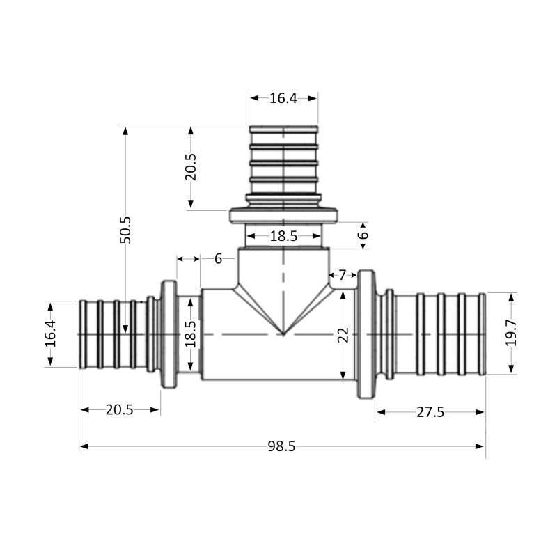 Трійник натяжний Icma №1039 d25х20х20 851039GXGWGW0