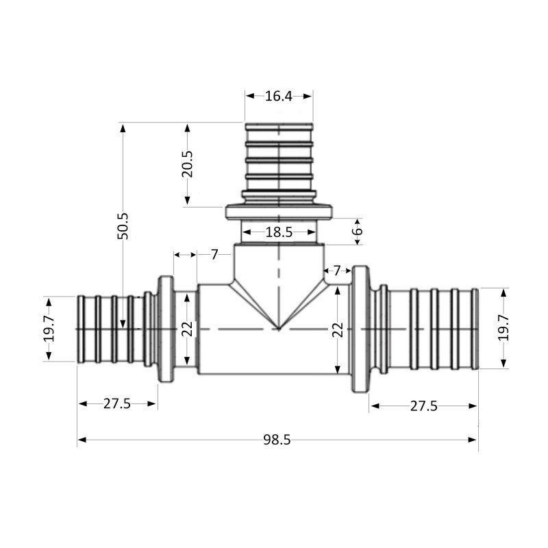 Трійник натяжний Icma №1039 d25х20х25 851039GXGWGX05