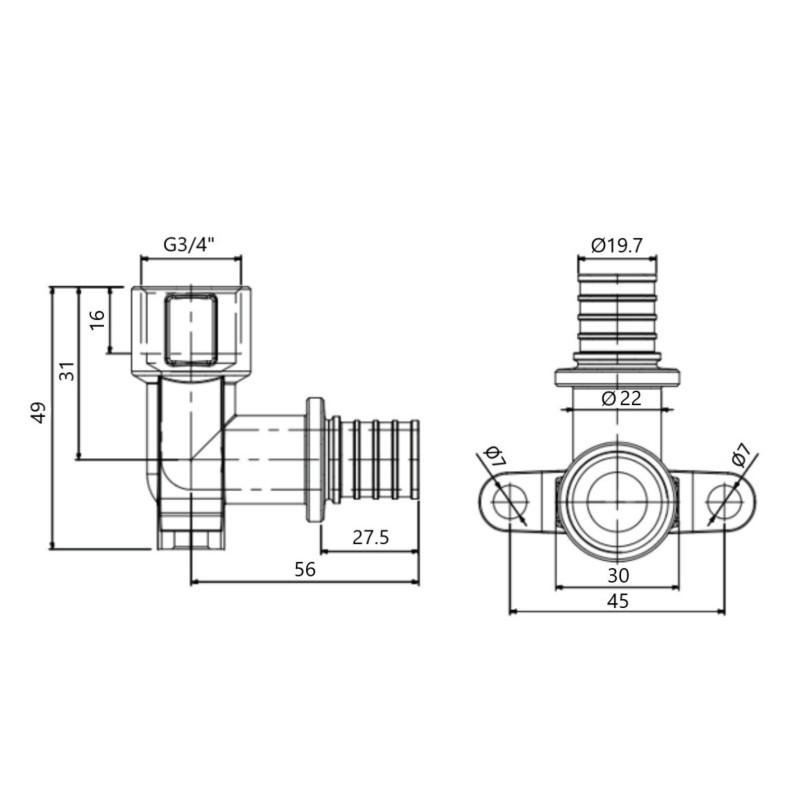 Кут натяжний Icma №1040 d25х3,5-3/4
